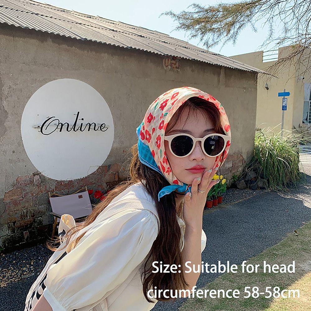 Breathable French Pastoral Style Headscarf Flower Printed INS Style Headband Towel Sun Protection Headband Girls