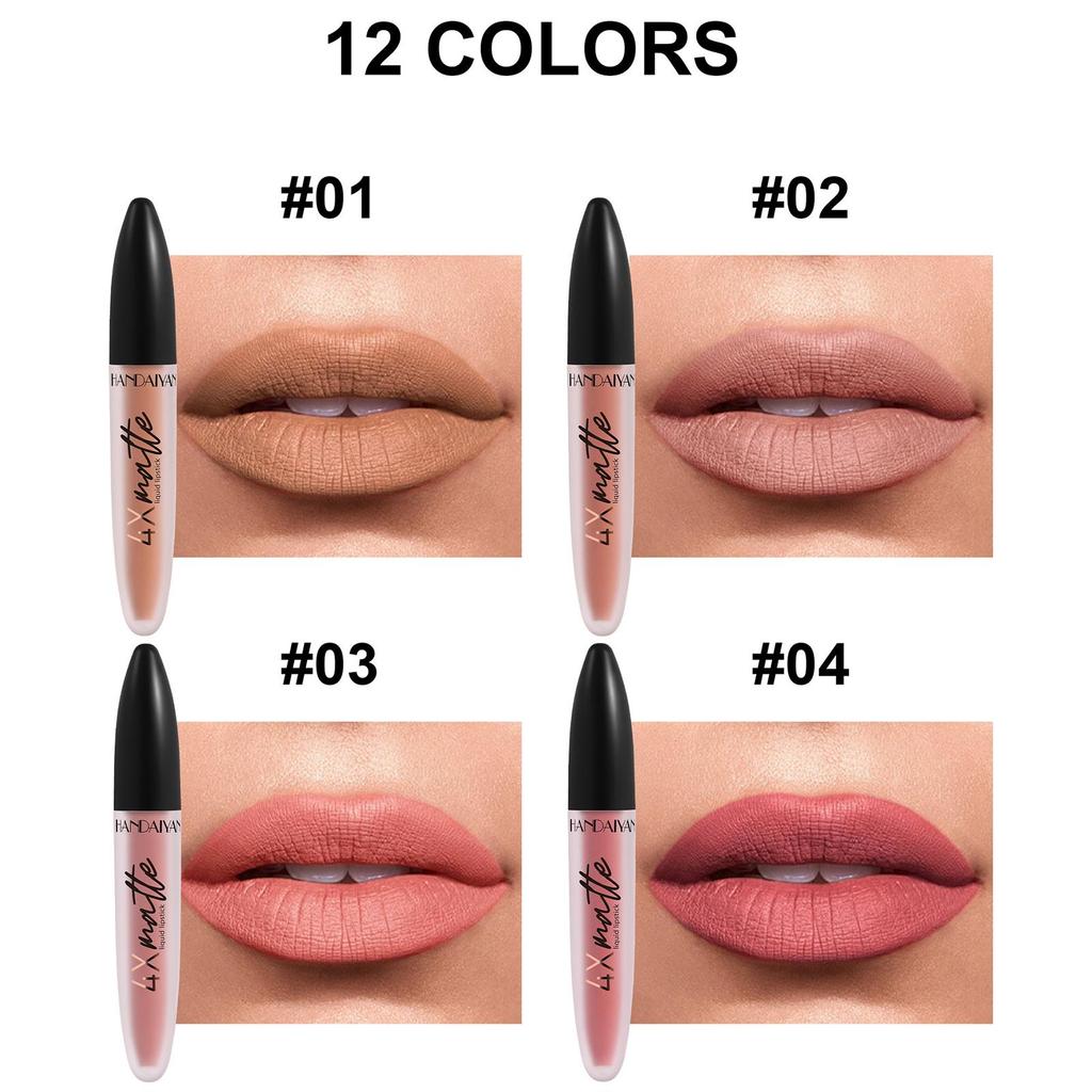HANDAIYAN Matte Waterproof Lip Gloss Sexy Lipgloss Liquid Lipstick Nude Pink Purple Makeup Long Lasting Tinted Lip Glaze