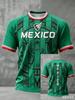 New Men Mexico National Soccer Jersey 3D  Print Quick Dry Football T Shirt  Sports Training Tee for Fan Match Daily Wear