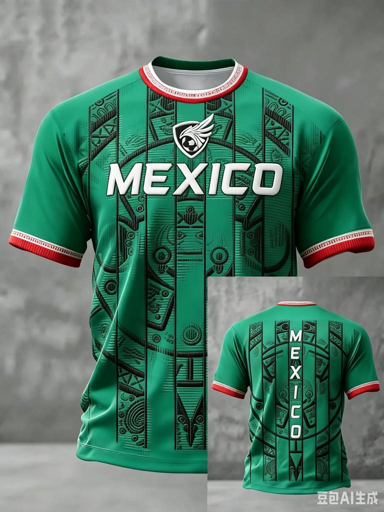 New Men Mexico National Soccer Jersey 3D  Print Quick Dry Football T Shirt  Sports Training Tee for Fan Match Daily Wear