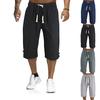 Men's Loose Tie Cropped Pants Elastic Waist Beach Pants Plus Size