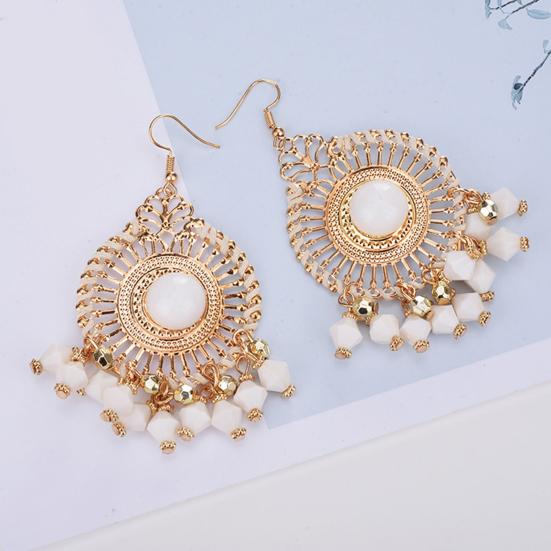 1 Pair Women Hook Earrings Colorful Ethnic Anti-deformed Bohemia Style Tassel Drop Earrings Female Jewelry