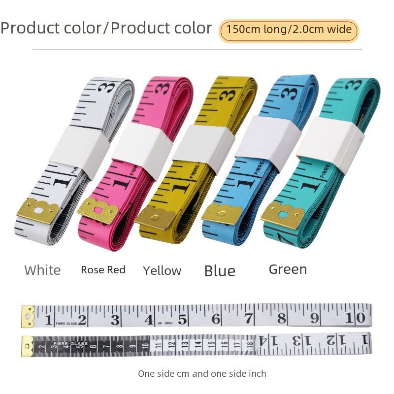 «Белая линейка с дюймами/футами и цветной мягкой швейной лентой — портновский измерительный инструмент»