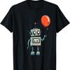 Cute Retro Robot Holding Balloon For Kids And Robot Lovers T-Shirt