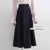 Plus Size High Waist Black A-Line Drape Skirt for Women