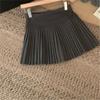 Woolen High-Waist A-Line Pleated Skirt for Women - Autumn/Winter College Style, Anti-Exposure, Short Length