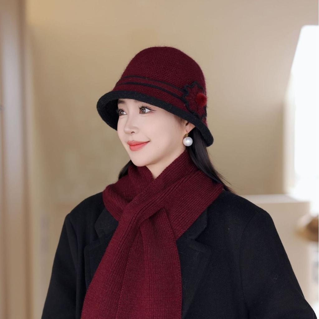 Новая зимняя теплая шапка-бини для женщин, модная, стильная, материнская шапка, плюс бархатная утолщенная шапка из кроличьего пуха, вязаная шапка