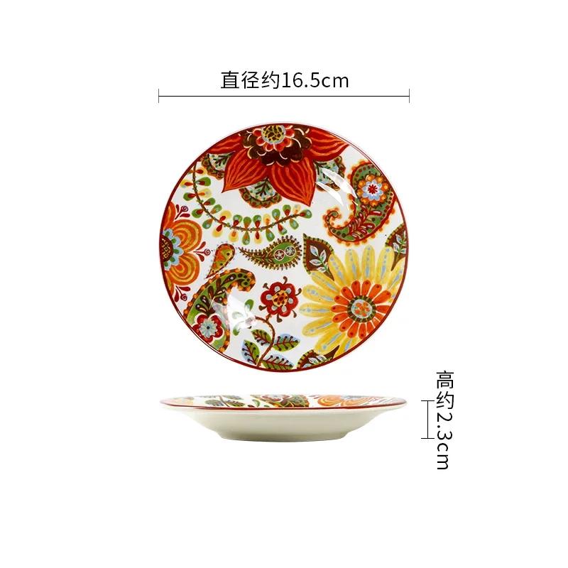 Творческий стиль керамики Тарелки Ретро Ресторан Салат Паста Тарелка Вкусные блюда Большие суповые миски Бытовая посуда