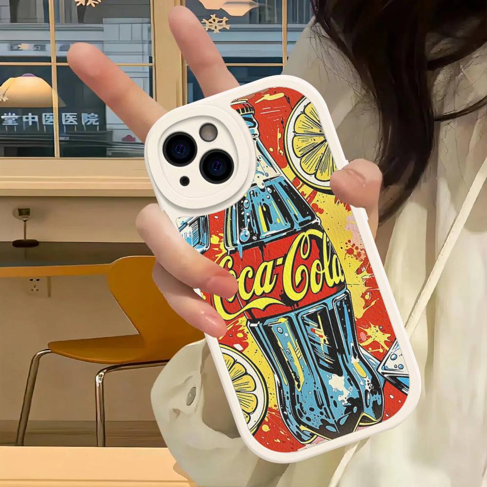 Горячий C-Coca Напитки C-Cola Чехол для телефона Для Iphone 16 15 14 13 12 11 Pro Max Plus Кожаный Мягкая задняя крышка