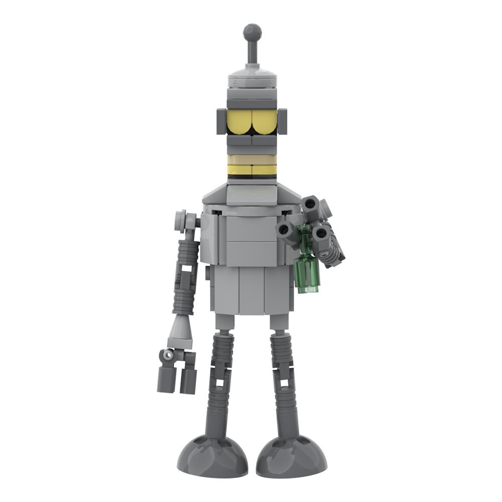 MOC Futurama Bender Robot Model Building Blocks Animation Action Figure Furious Robot Creative Design Brick Toy Gift