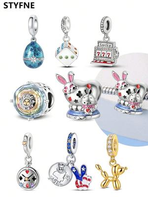 Шармы Plata Wonderland Кролик Мечтающий Часы Бусины Покрытие Медью Подходит для Медного Оригинального Браслета Для Изготовления Украшений DIY Шарм