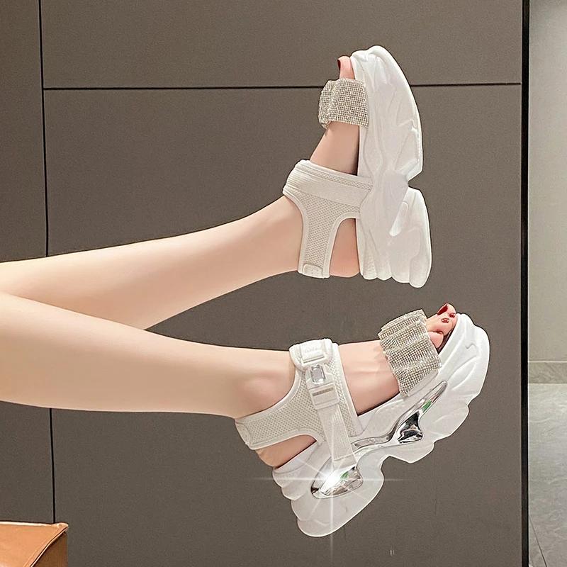 Fashion Summer Women Platform Sandals Wedges Thick Bottom Casual Leather Shoes New Woman 9CM High Heels Comfortable Sandals Sneakers