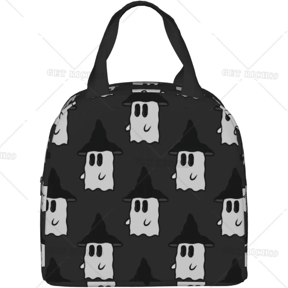 Милый маленький хозяин в шляпе сумка для ланча для женщин, мужчин, взрослых, детей, Хэллоуин, изолированный многоразовый ланч-бокс с карманом для работы, пикника