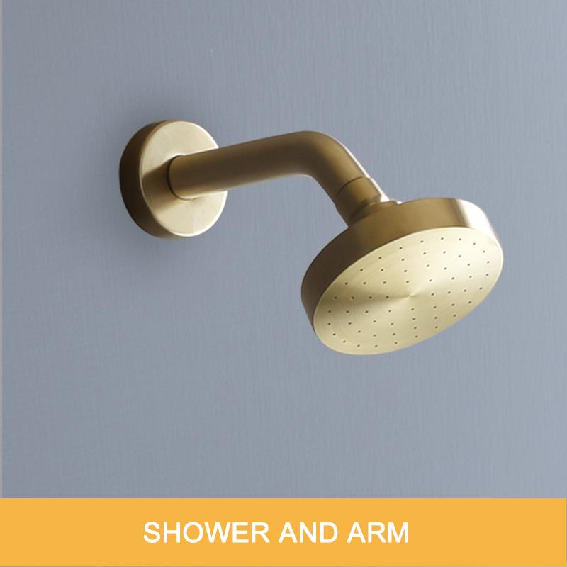 Матовый золотой смеситель для ванной комнаты, набор смесителей для душа и туалета с водопадом, настенный латунный смеситель для душа с эффектом дождя