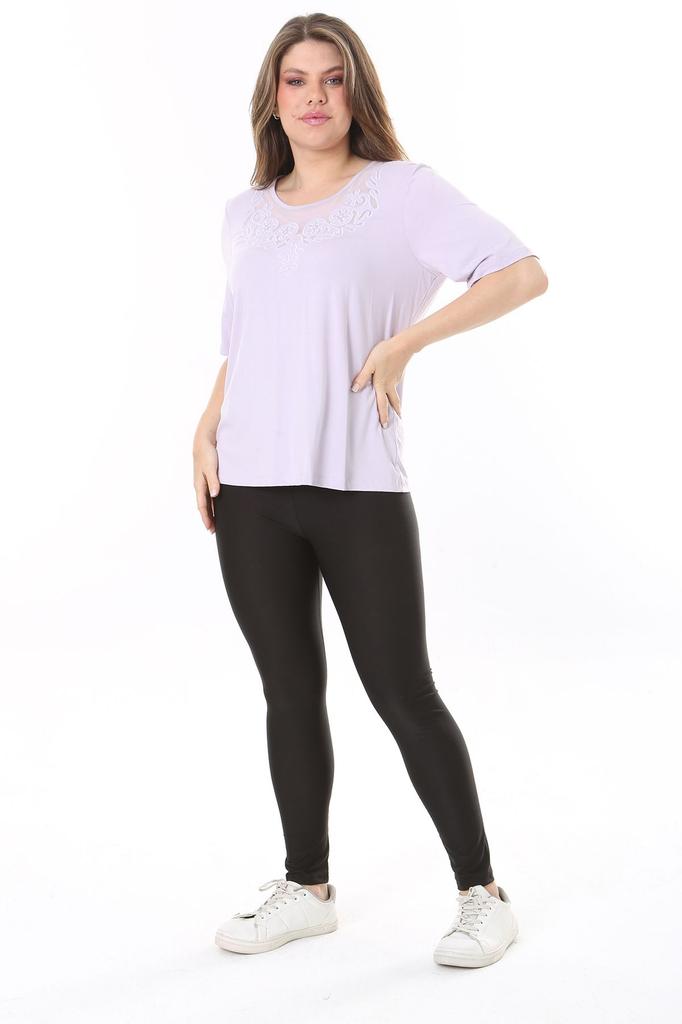 Женская блузка большого размера Плюс размер, сиреневый воротник, детальная блузка с короткими рукавами