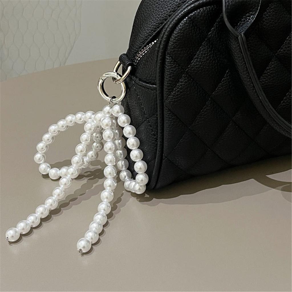 Stylish Bowknot Pendant with Fringe Fashionable Beaded Bowknot Phone Hangings Accessory for Women's Phones and Keychains