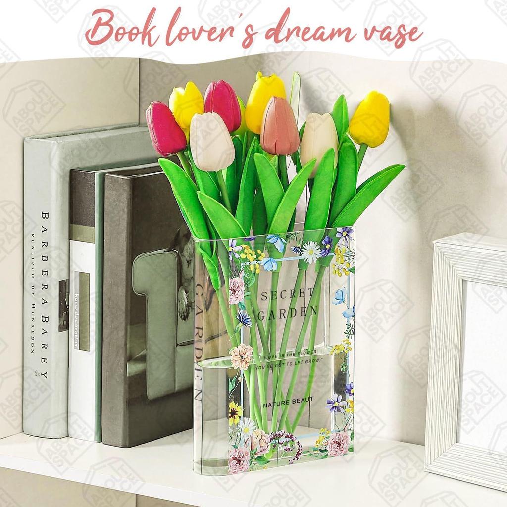 Последняя книга-ваза для гостиной - Акриловая ваза для водных растений - Прозрачная ваза для домашнего декора - Подоконник, настольный декор для дома