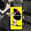 Мультяшный Милый Чехол для Телефона Мафальда для Samsung Galaxy Z Flip 7 6 5 4 3 5G Черный Чехол ZFlip7 ZFlip6 ZFlip5 ZFlip4 ZFlip3 Fundas Gal