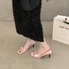 Slipper Mules Low High Heels Shoes   Summer Best Street Look Females Square Head Open Toe Bow Strappy Sandals Women