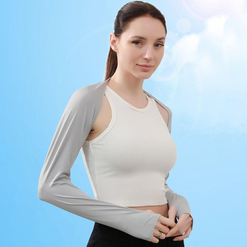 Sun Protection Ice Arm Sleeves Air-conditioned Shirt Open Cover Arm Cover Raglan Sleeve Summer