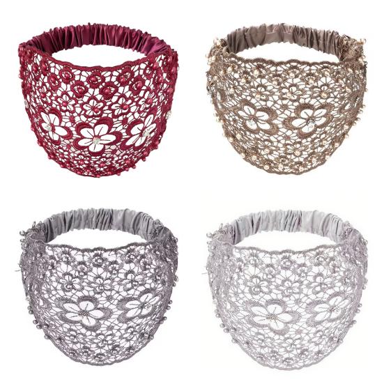 4 шт. Женская повязка на голову с цветочным кружевом, полым дизайном, искусственным жемчугом, обруч для волос, бохо-стиль, широкие эластичные аксессуары для волос