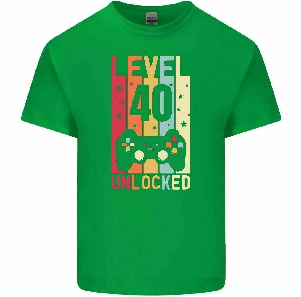 Футболка на 40-й день рождения 1982 года Мужская забавная футболка LEVEL UNLOCKED 40 Year Old Gaming Tee Top