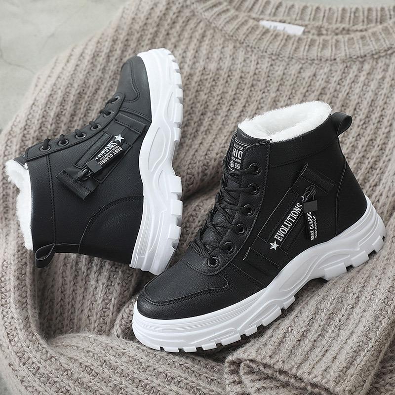 Flat Booties Women Snow Boots Padded Ankle White Sneakers Warm Short Barrel Winter 2024 Furry Shoes for Women Footwear Shoe Boot