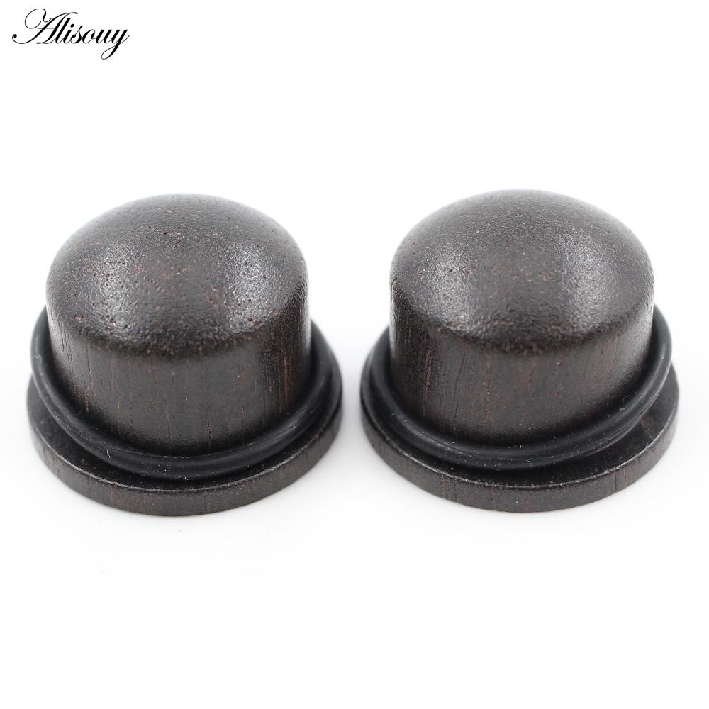 Alisouy 2PCS натуральное дерево твердые пули цилиндрические ушные калибры конические заглушки туннельный расширитель растяжитель серьги пирсинг украшения для тела
