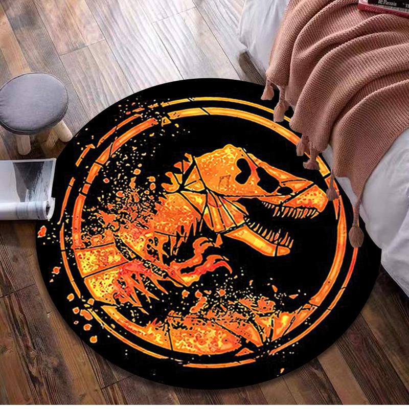 1Pc Jurassic Circular Rug - Office Decorative Carpet For Living Room Bedroom Door Mat Floor Rug Computer Chair Area Rug