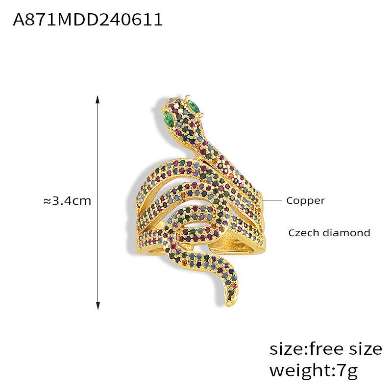 Популярное кольцо-змеевик с медным позолоченным цирконием для женщин, легкие предметы роскоши