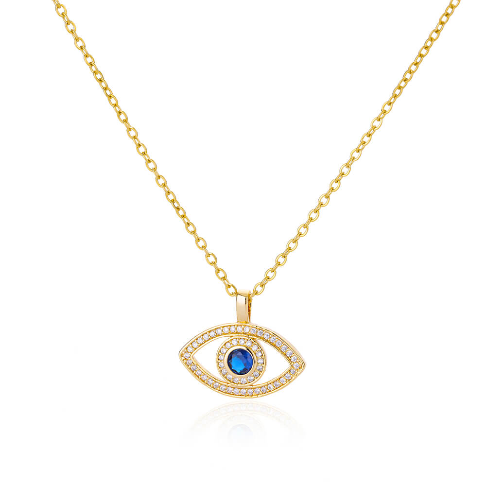 Zircon Evil Eye Pendant Necklaces For Women Stainless Steel Gold Color Necklace Trend Aesthetic Lucky Turkish Jewerly Gift