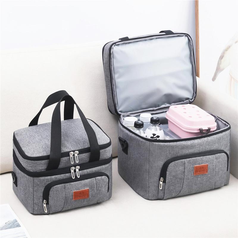 Multifunctional Double Layers Tote Cooler Lunch Bags for Women Men Large Capacity Travel Picnic Lunch Box with Shoulder Strap