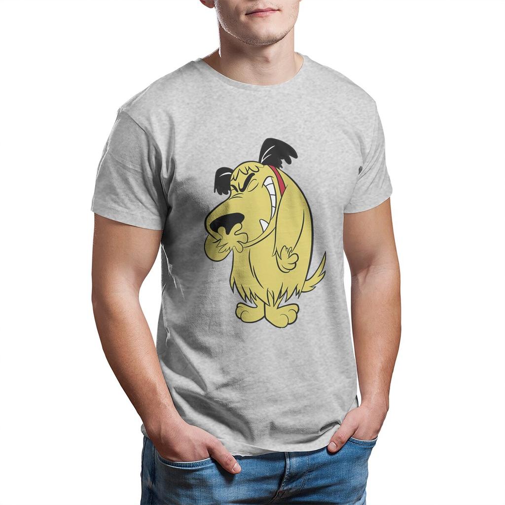 Muttley T Shirt for Men Cotton Vintage TShirt Wacky Races Mutley Cartoon Laughing Dog Tee Shirt Short Sleeve Tops Printed