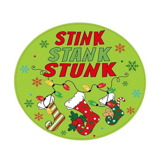 Рождественский коврик для пола круглый Санта Клаус Рождественский ковер Зональный ковер Противоскользящий Впитывающий Пряничный человечек Ковер для праздничного украшения дома Прихожая Гостиная