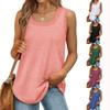 Женская майка, летняя свободная майка без рукавов с краем, большой круглый вырез, изогнутый подол, короткие рукава