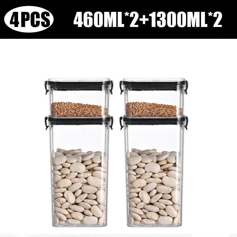 Dry Food Storage Box Food Containers Transparent Stackable Kitchen Spaghetti Noodles Sealed Tank Cans Organizers Bottles