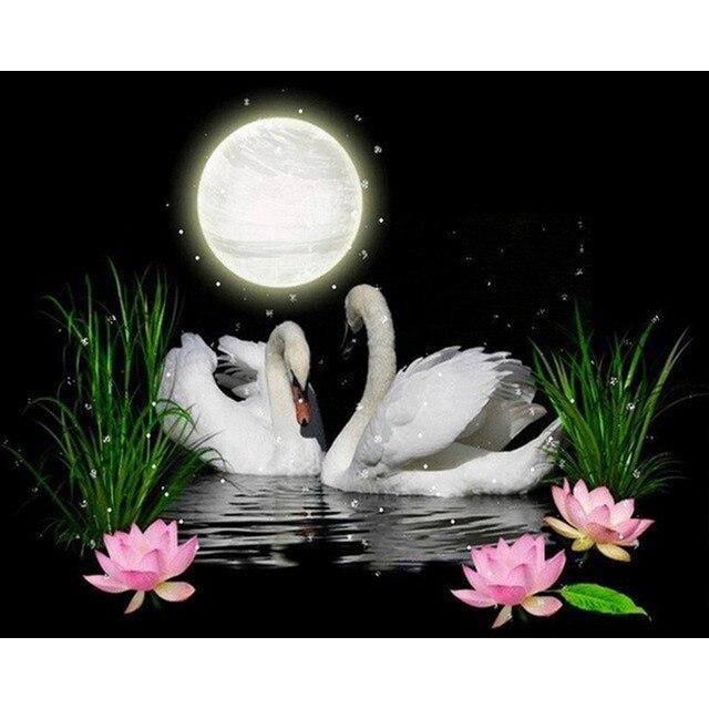 DIY 5D Diamond Painting White Swan Animal Diamond Mosaic Cross Stitch Kit Diamond Embroidery Wall Home Decoration Art