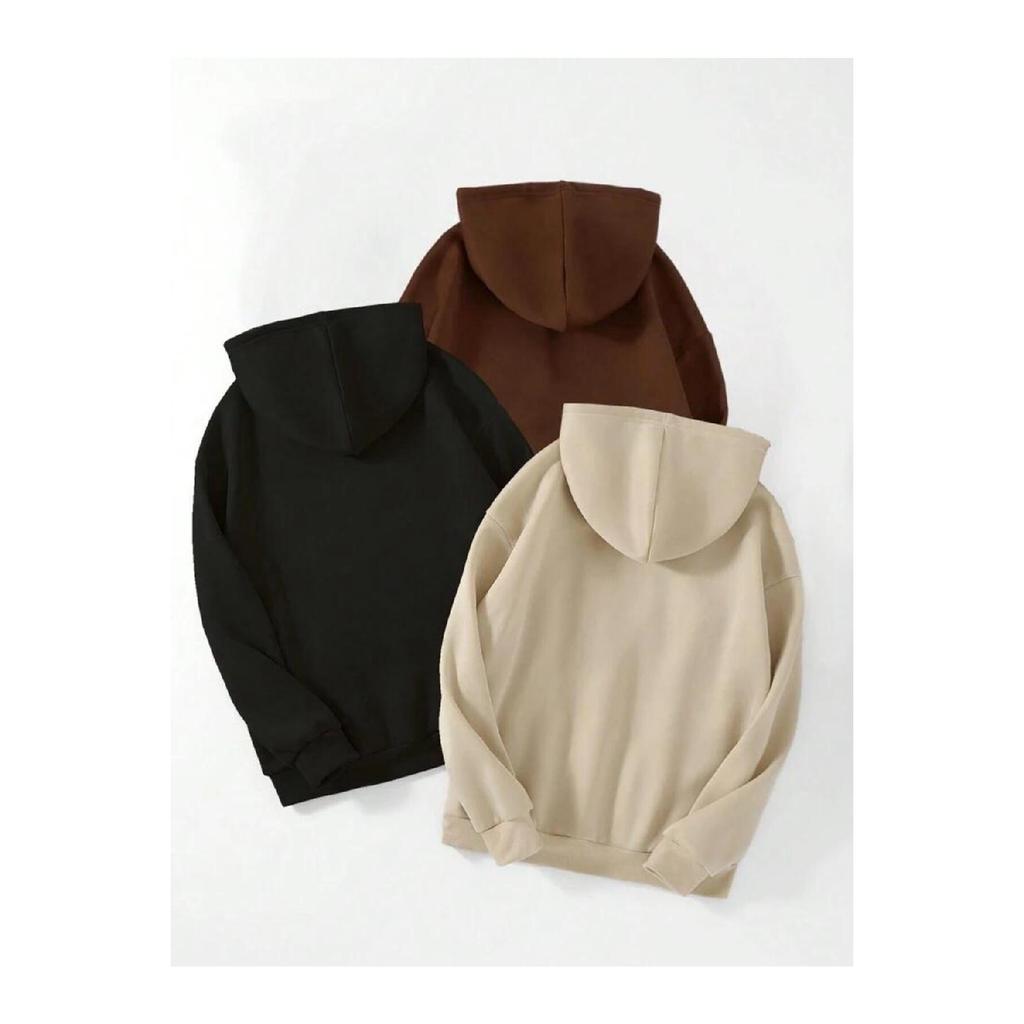 Унисекс, однотонная толстовка оверсайз с капюшоном из 3 предметов без принта