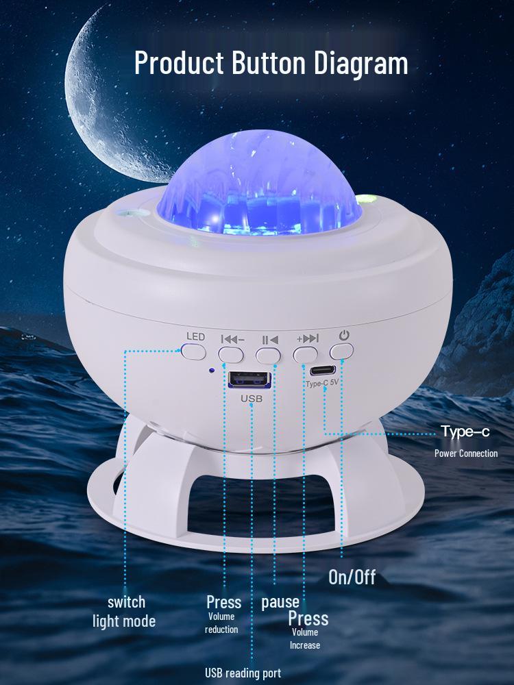 Лампа «Звездное небо» и Bluetooth-колонка - Атмосфера лунной ночи для спальни