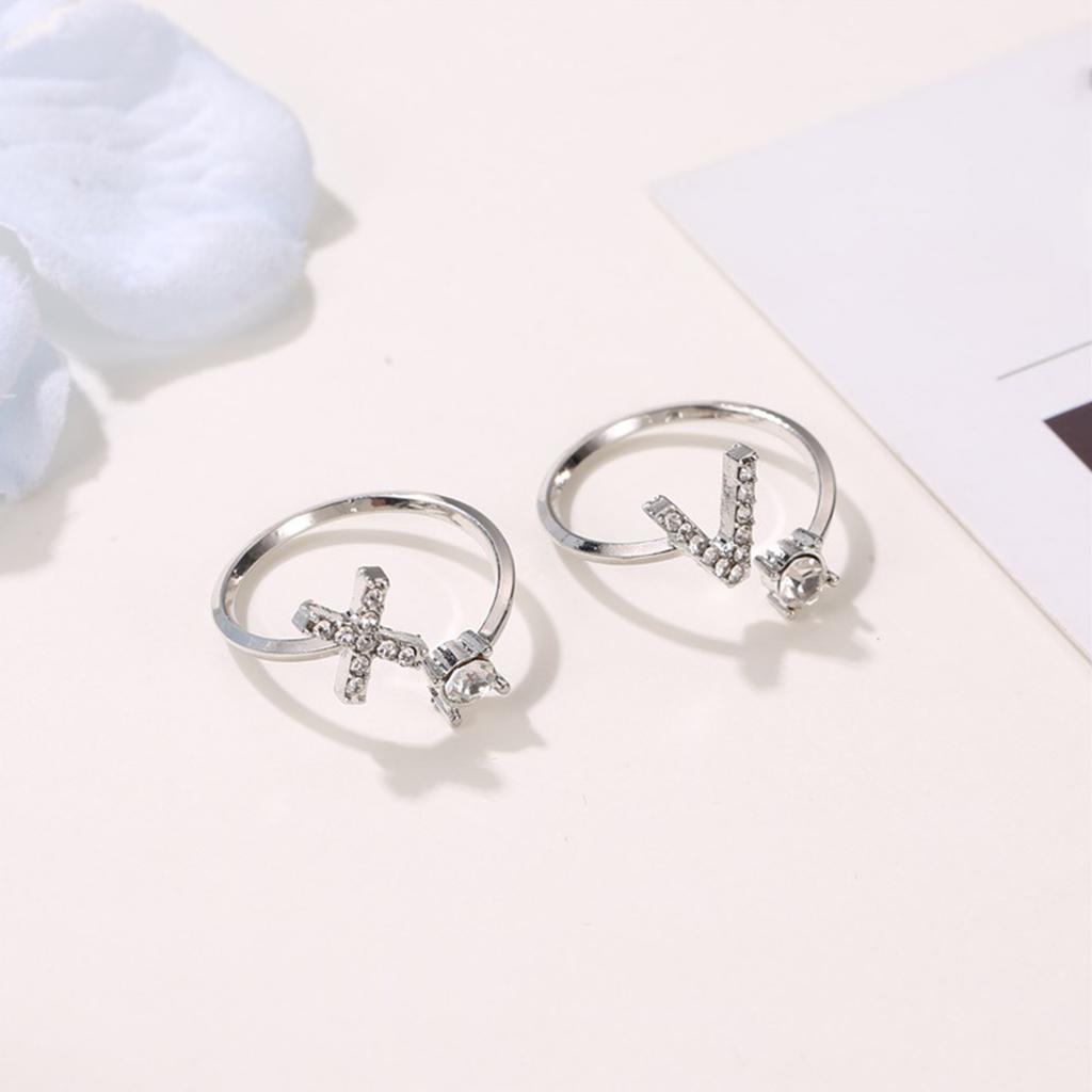 Alphabet Z To A Adjustable Ring Open Band Wedding Couple Ring