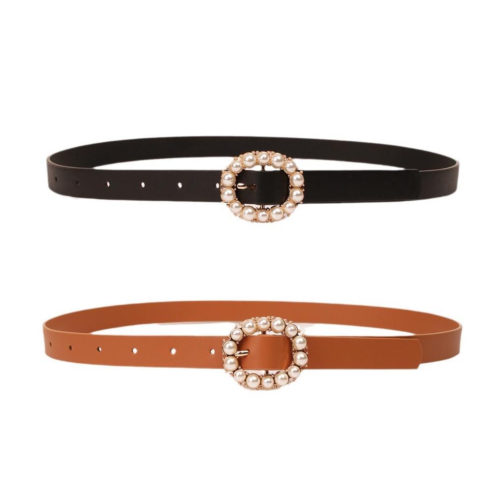 Pearl Buckle Two-Piece Set Sweet Ladies Belt Women'S Elegant Belt