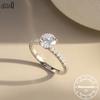 Effie Queen 100% Серебро S925 Золото 14 карат 1 карат Круглая огранка Муассанит Алмазное Кольцо Простое Украшение для Женщин, Мужчин Свадебная Вечеринка MOR09