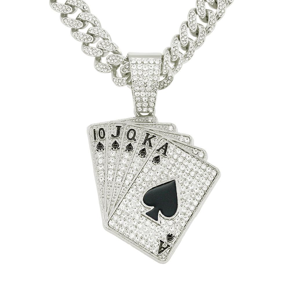 Индивидуальное ожерелье с подвеской Diamond Poker — в стиле хип-хоп-панк