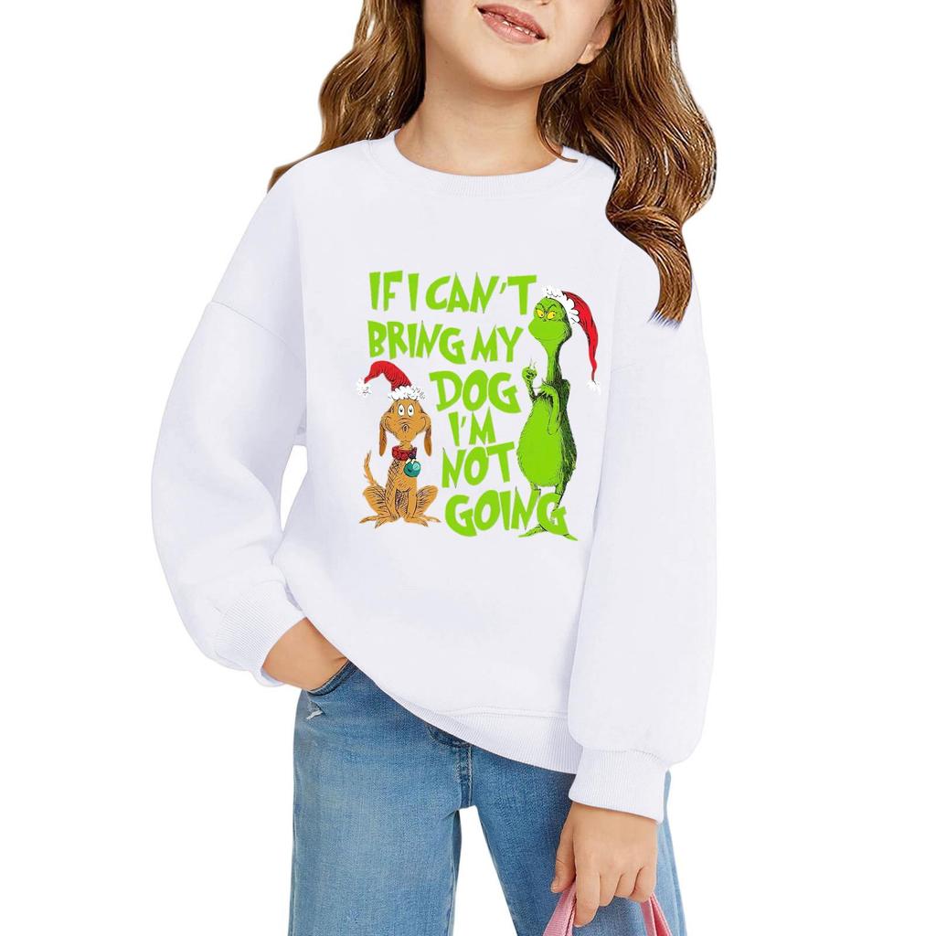 Рождественские пуловеры с круглым вырезом для девочек, детские топы с принтом