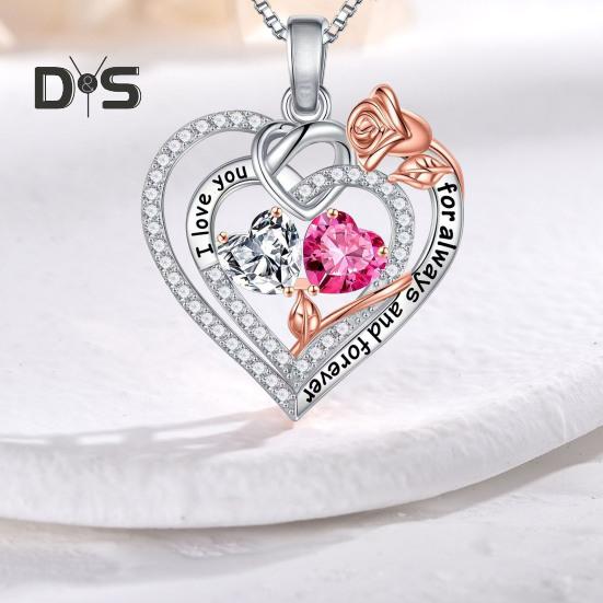 Ожерелье с сердцем «Я люблю тебя навсегда» для женщин, ожерелье с золотыми розами и кубическим цирконием, подарок на день святого Валентина, день рождения, для жены и мамы