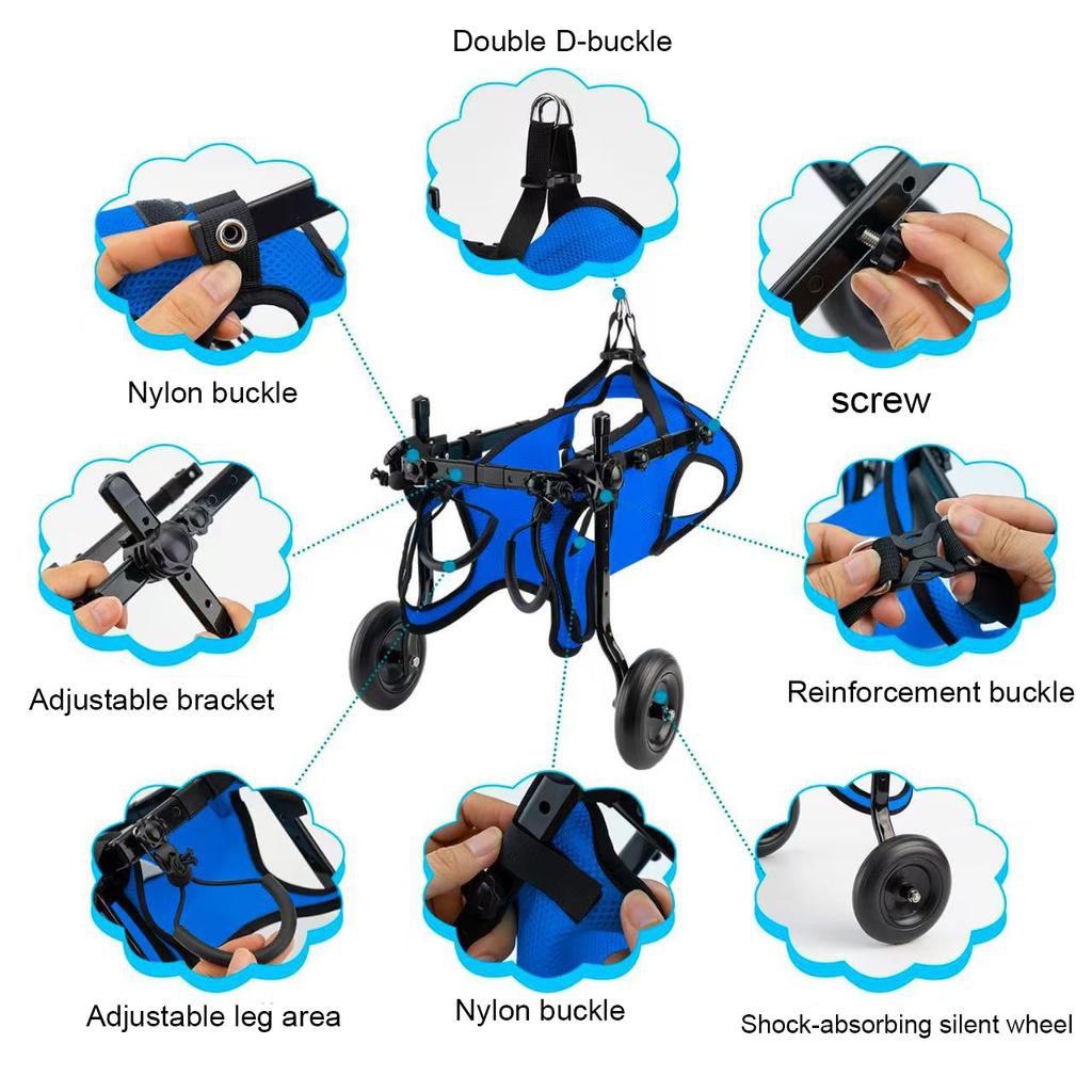 Регулируемая инвалидная коляска для собак для защиты травмированных питомцев, скутер для передвижения при инвалидности, ходунки-тележка для маленьких собак, задние лапы