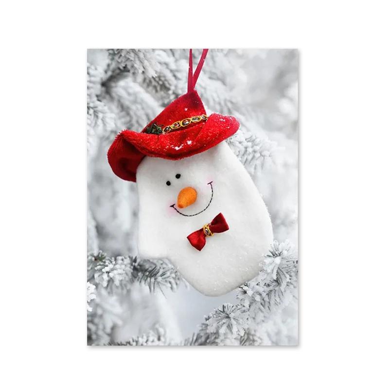 Веселый рождественский постер и печать снежные равнины олень Санта-Клаус рождественская елка настенная живопись холст для домашнего декора подарки