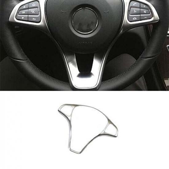 Cover Trim Fit For Benz GLS GLE 2016-2019 Steering Wheel Strip ABS Silver 1PCS