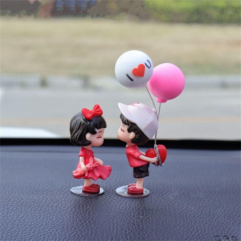Girls Gifts Balloon Ornament Dashboard Figurine Cartoon Couples Model Car Ornament Car Decoration