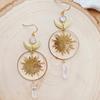 1 пара элегантных серег-капель в виде небесного солнца и луны с искусственными кристаллами, модные украшения для женщин, подходящие к повседневным нарядам и аксессуарам для вечеринок.